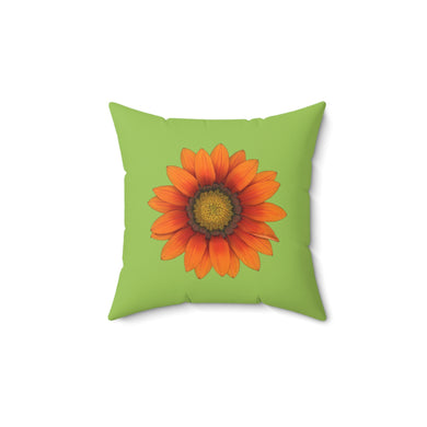 Throw Pillow | Gazania Flower Orange | Pistachio Green | 14x14 Bloomcore Cottagecore Gardencore Fairycore