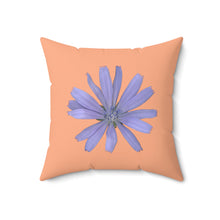 Load image into Gallery viewer, Throw Pillow | Chicory Flower Blue | Peach | 18x18 Bloomcore Cottagecore Gardencore Fairycore
