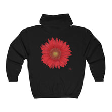 Load image into Gallery viewer, Gerbera Daisy Flower Red | Unisex Heavy Blend™ Full Zip Hooded Sweatshirt
