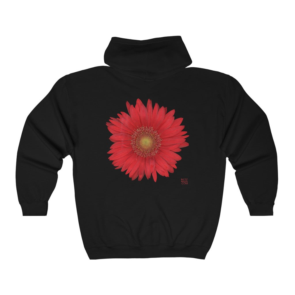 Gerbera Daisy Flower Red | Unisex Heavy Blend™ Full Zip Hooded Sweatshirt