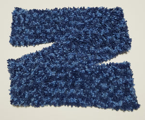 "Ocean" Hand-Knit Traditional Scarf: Blues Bouclé Bulky Soft and Cozy