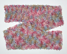 Load image into Gallery viewer, &quot;Cotton Candy&quot; Hand-Knit Traditional Scarf: Pink Blue Tan Bouclé Bulky Soft and Cozy
