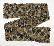 Load image into Gallery viewer, &quot;Moss&quot; Hand-Knit Traditional Scarf: Dark Green Sage Gold Bouclé Bulky Soft and Cozy
