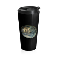 Load image into Gallery viewer, Moon Snail Shell Blue | Stainless Steel Travel Mug | 15oz | Black
