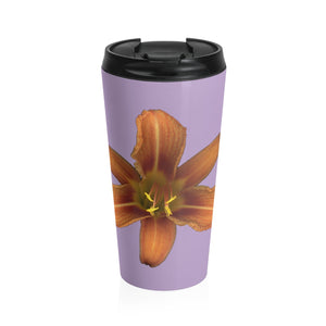 Orange Daylily Flower | Stainless Steel Travel Mug | 15oz | Lavender