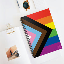 Load image into Gallery viewer, Progress Pride Flag | Spiral Notebook | Ruled Line | Rainbow
