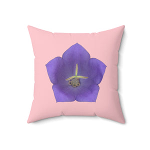 Throw Pillow | Balloon Flower Blue | Pink | 18x18 Bloomcore Cottagecore Gardencore Fairycore