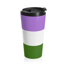 Load image into Gallery viewer, Genderqueer Pride Flag | Stainless Steel Travel Mug | 15oz | Lavender White Green
