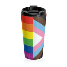 Load image into Gallery viewer, Progress Pride Flag | Stainless Steel Travel Mug | 15oz | Rainbow
