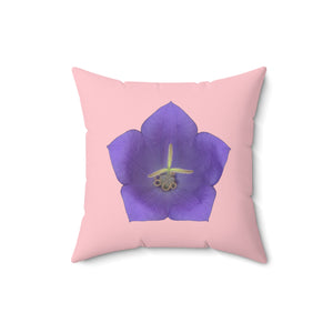 Throw Pillow | Balloon Flower Blue | Pink | 16x16 Bloomcore Cottagecore Gardencore Fairycore