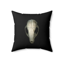 Load image into Gallery viewer, Throw Pillow | Raccoon Skull Front &amp; Back by Matteo | Black | Front | 18x18 Dark Cottagecore Goblincore Gothic
