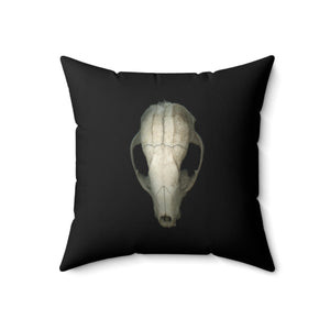 Throw Pillow | Raccoon Skull Front & Back by Matteo | Black | Front | 18x18 Dark Cottagecore Goblincore Gothic