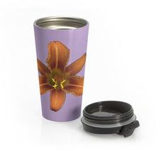 Load image into Gallery viewer, Orange Daylily Flower | Stainless Steel Travel Mug | 15oz | Lavender
