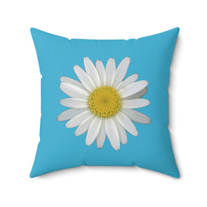 Throw Pillow | Shasta Daisy Flower White | Pool Blue | 20x20 Bloomcore Cottagecore Gardencore Fairycore