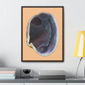 Quahog Clam Shell Purple Right Interior | Framed Canvas | Desert Tan Background