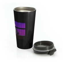Load image into Gallery viewer, Everything you go through every stripe you bear... | Inspirational Motivational Quote Stainless Steel Travel Mug | 15oz | Black | Zebra Purple
