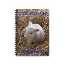 Load image into Gallery viewer, greet each day with wonder | Inspirational Motivational Quote Spiral Notebook | Ruled Line | Spring Lamb White Straw
