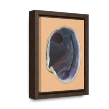 Load image into Gallery viewer, Quahog Clam Shell Purple Right Interior | Framed Canvas | Desert Tan Background
