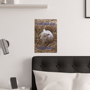 greet each day with wonder | Inspirational Motivational Quote Vertical Poster | Spring Lamb White Straw