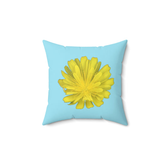 Throw Pillow | Hawkweed Flower Yellow  | Sky Blue | 14x14 Bloomcore Cottagecore Gardencore Fairycore