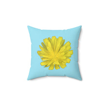 Load image into Gallery viewer, Throw Pillow | Hawkweed Flower Yellow  | Sky Blue | 14x14 Bloomcore Cottagecore Gardencore Fairycore
