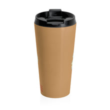 Load image into Gallery viewer, Petunia Flower Yellow-Green | Stainless Steel Travel Mug | 15oz | Camel Brown
