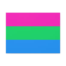 Load image into Gallery viewer, Polysexual Pride Flag | Canvas Print | Hot Pink Sides
