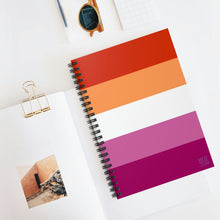 Load image into Gallery viewer, Lesbian Pride Flag 5 Stripes | Spiral Notebook | Ruled Line | Orange White Pink
