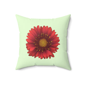 Throw Pillow | Blanket Flower Gaillardia Red | Sea Glass | 18x18 Bloomcore Cottagecore Gardencore Fairycore