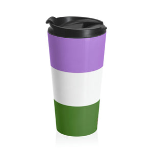 Genderqueer Pride Flag | Stainless Steel Travel Mug | 15oz | Lavender White Green