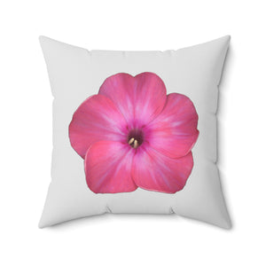 Phlox Flower Detail Pink | Square Throw Pillow | Silver
