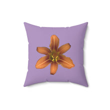 Load image into Gallery viewer, Throw Pillow | Orange Daylily Flower | Lavender | 16x16 Bloomcore Cottagecore Gardencore Fairycore
