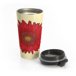 Gerbera Daisy Flower Red | Stainless Steel Travel Mug | 15oz | Sunshine