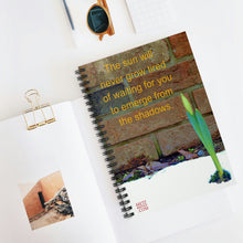 Load image into Gallery viewer, The sun will never grow tired of waiting for you... | Inspirational Motivational Quote Spiral Notebook | Ruled Line | Spring Daffodil
