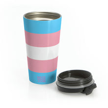 Load image into Gallery viewer, Transgender Pride Flag | Stainless Steel Travel Mug | 15oz | Blue Pink White
