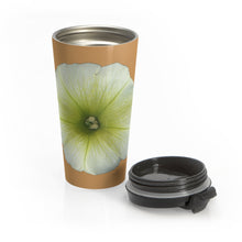 Load image into Gallery viewer, Petunia Flower Yellow-Green | Stainless Steel Travel Mug | 15oz | Camel Brown
