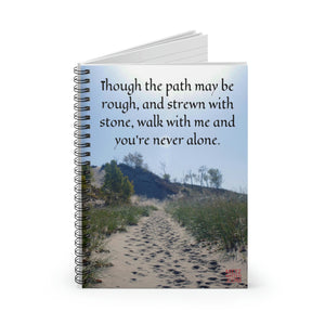 Though the path may be rough... | Inspirational Motivational Quote Spiral Notebook | Ruled Line | Summer Beach Sand Dune Sky Blue