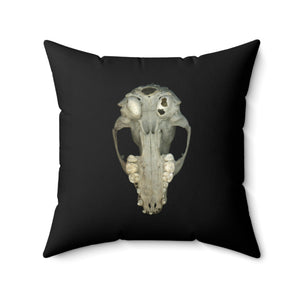 Throw Pillow | Raccoon Skull Front & Back by Matteo | Black | Back | 20x20 Dark Cottagecore Goblincore Gothic