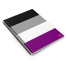 Load image into Gallery viewer, Asexual Pride Flag | Spiral Notebook | Ruled Line | Black Grey White Purple
