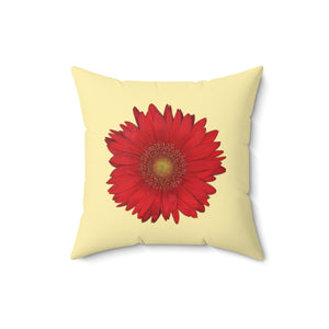 Gerbera Daisy Flower Red | Square Throw Pillow | Sunshine