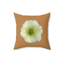 Load image into Gallery viewer, Throw Pillow | Petunia Flower Yellow-Green | Camel Brown | 16x16 Bloomcore Cottagecore Gardencore Fairycore
