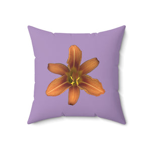 Throw Pillow | Orange Daylily Flower | Lavender | 18x18 Bloomcore Cottagecore Gardencore Fairycore
