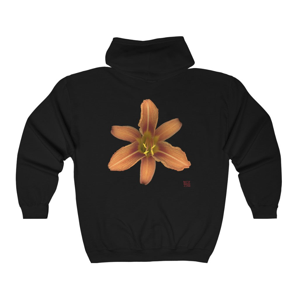 Orange Daylily Flower | Unisex Heavy Blend™ Full Zip Hooded Sweatshirt