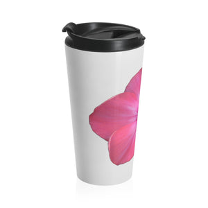 Phlox Flower Detail Pink | Stainless Steel Travel Mug | 15oz | Silver