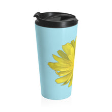 Load image into Gallery viewer, Hawkweed Flower Yellow | Stainless Steel Travel Mug | 15oz | Sky Blue
