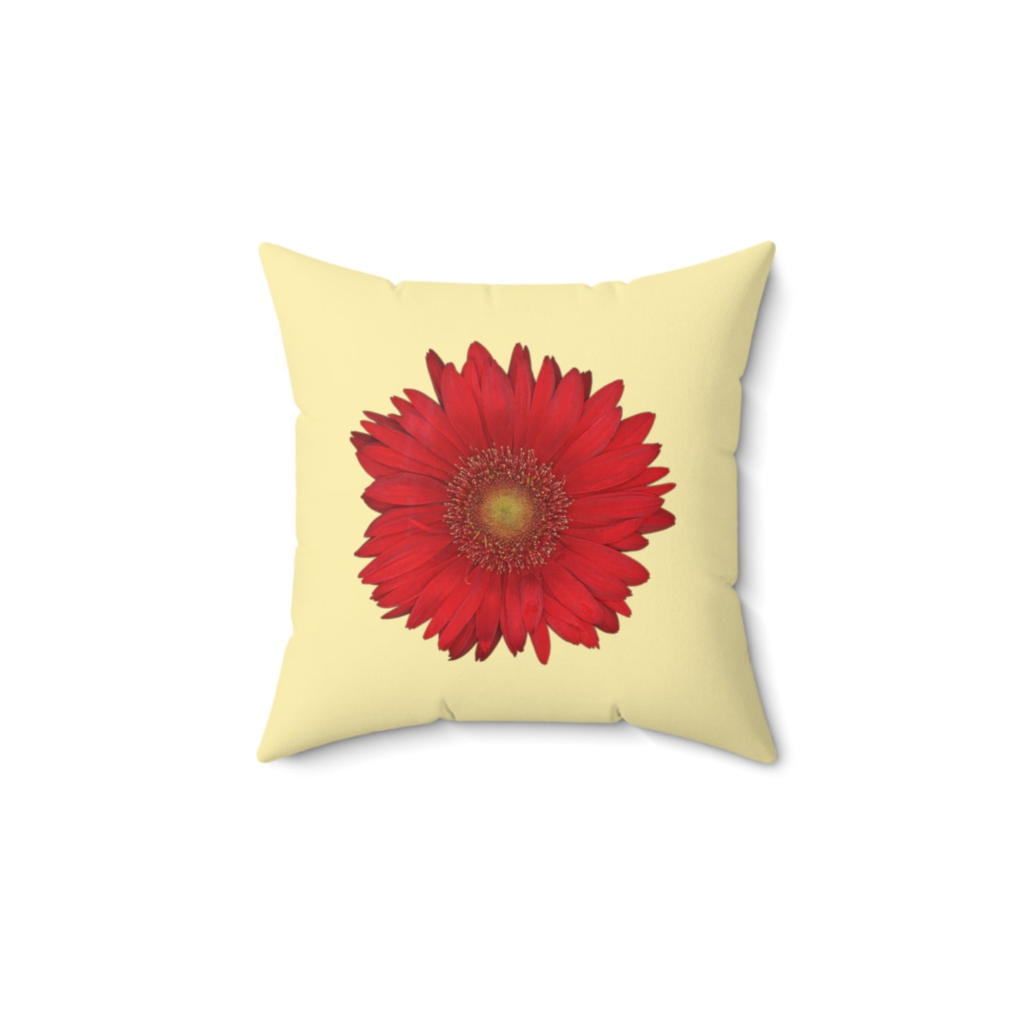 Throw Pillow | Gerbera Daisy Flower Red | Sunshine Yellow | 14x14 Bloomcore Cottagecore Gardencore Fairycore