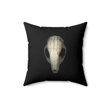 Load image into Gallery viewer, Throw Pillow | Raccoon Skull Front &amp; Back by Matteo | Black | Front | 16x16 Dark Cottagecore Goblincore Gothic
