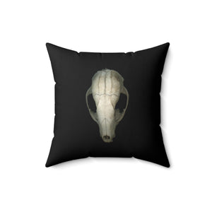 Throw Pillow | Raccoon Skull Front & Back by Matteo | Black | Front | 16x16 Dark Cottagecore Goblincore Gothic