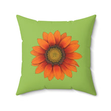 Load image into Gallery viewer, Gazania Flower Orange | Square Throw Pillow | Pistachio Green
