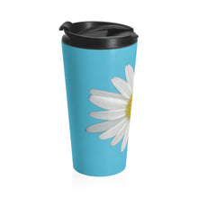 Load image into Gallery viewer, Shasta Daisy Flower White | Stainless Steel Travel Mug | 15oz | Pool Blue
